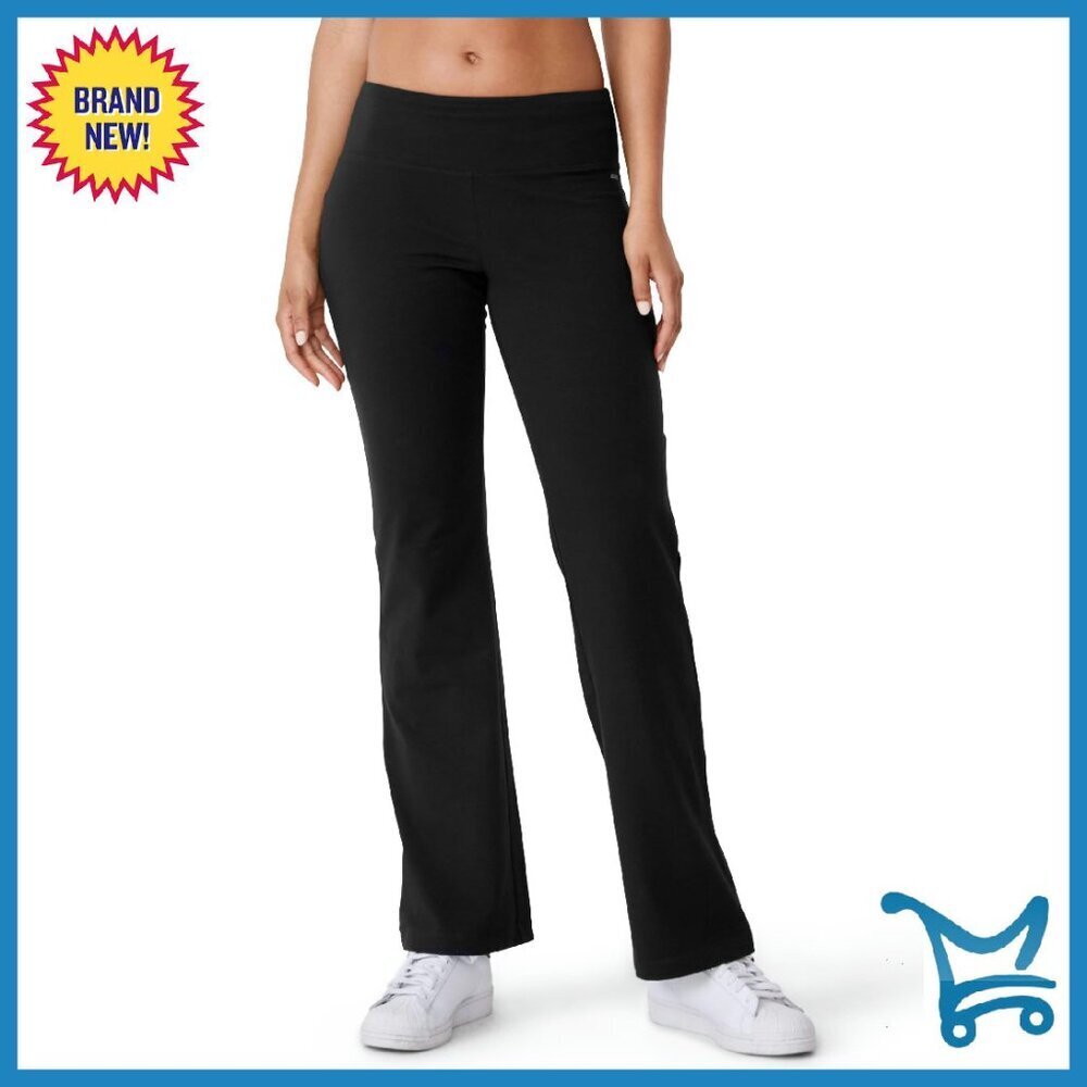 Cotton Stretch Bootleg Yoga Pants with Hidden Pocket - 31.5" Inseam
